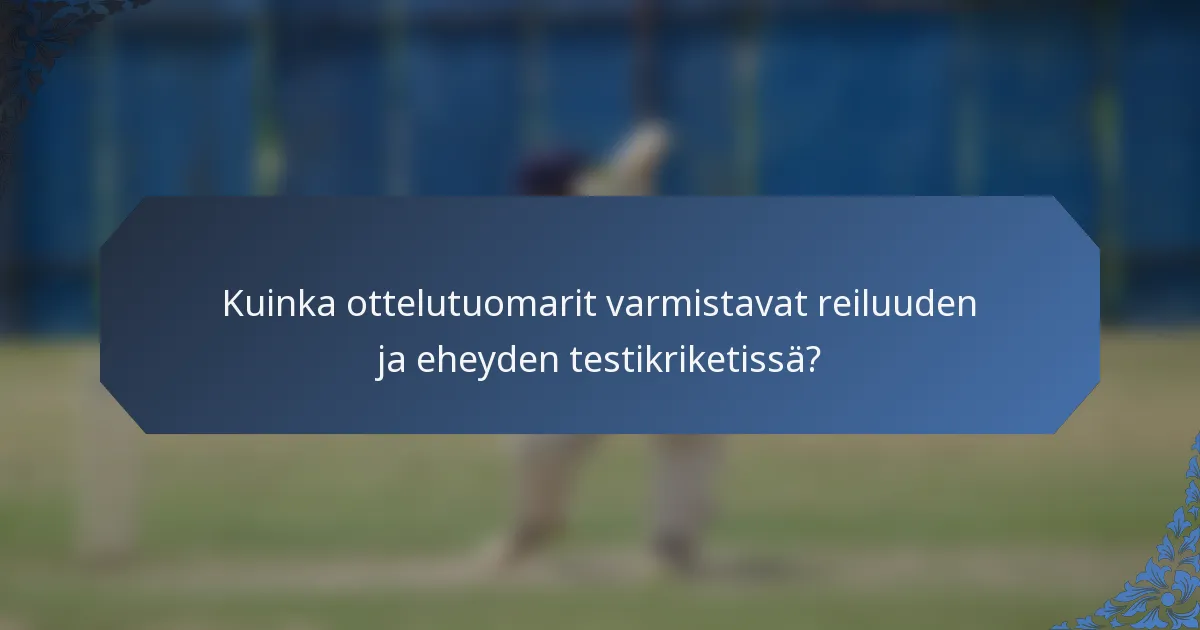 Kuinka ottelutuomarit varmistavat reiluuden ja eheyden testikriketissä?