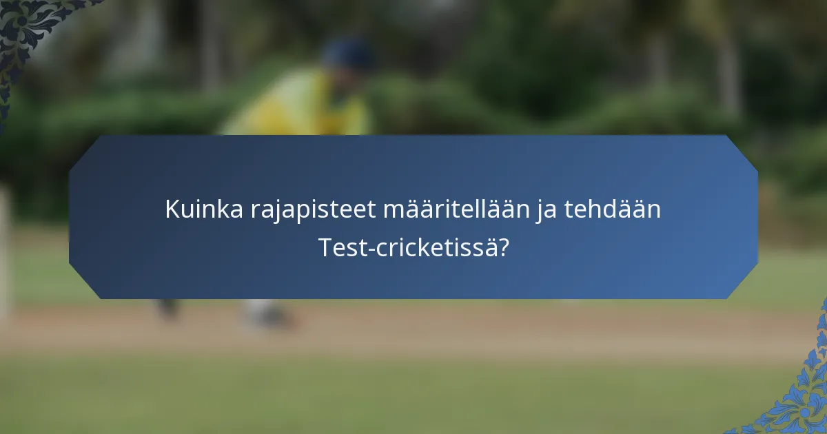 Kuinka rajapisteet määritellään ja tehdään Test-cricketissä?