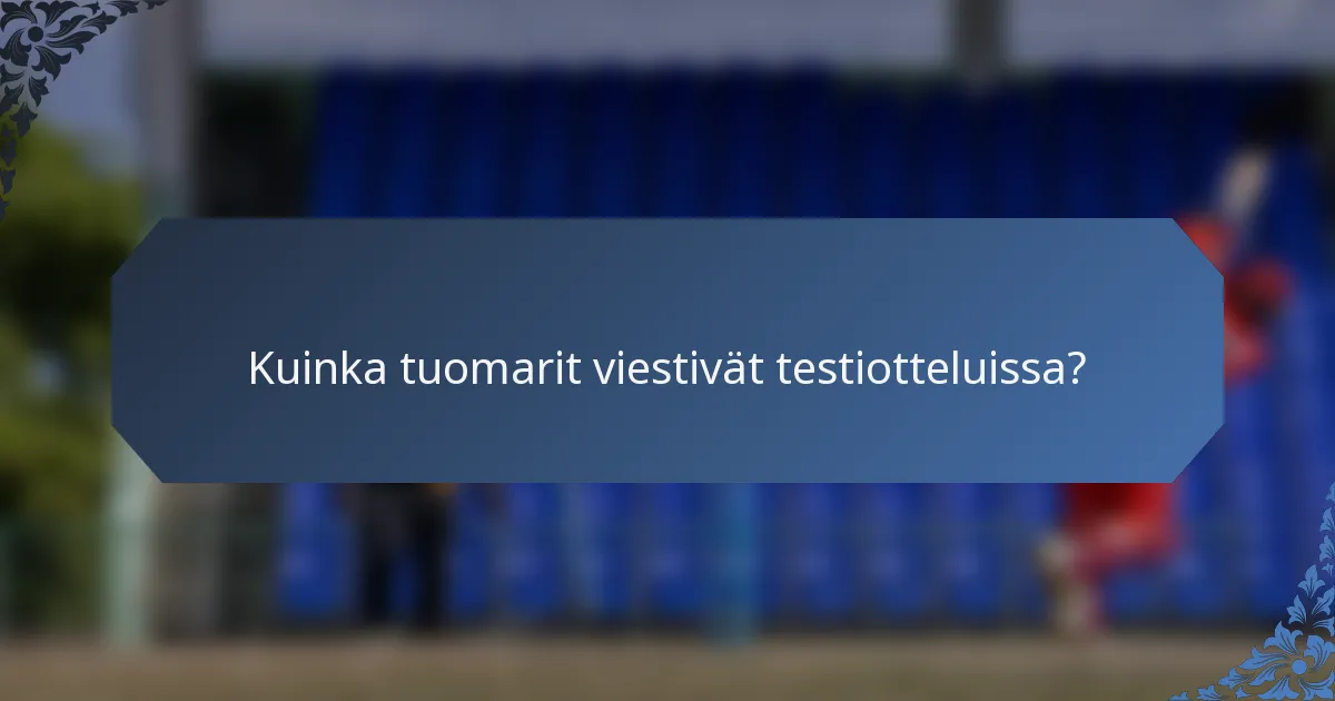Kuinka tuomarit viestivät testiotteluissa?