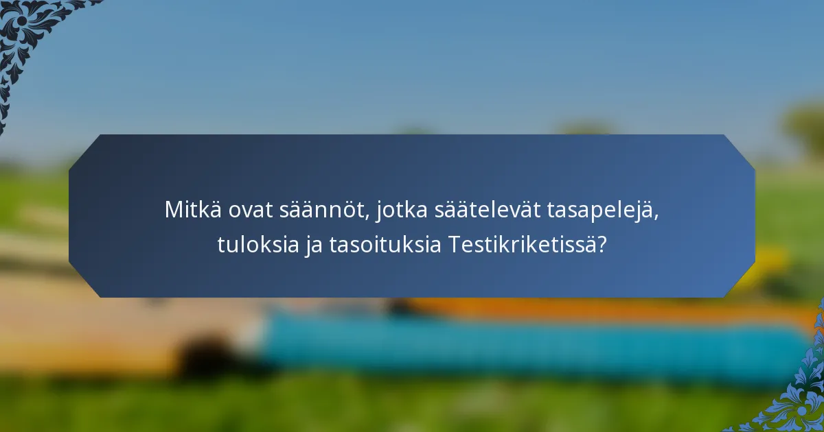 Mitkä ovat säännöt, jotka säätelevät tasapelejä, tuloksia ja tasoituksia Testikriketissä?