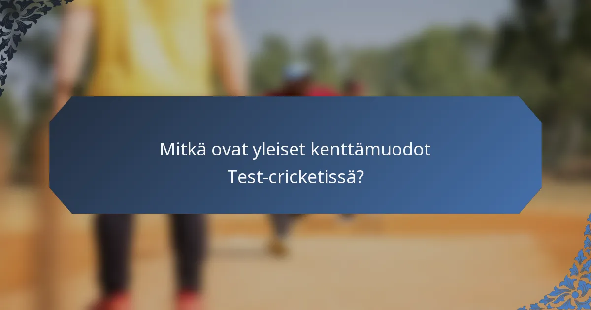 Mitkä ovat yleiset kenttämuodot Test-cricketissä?