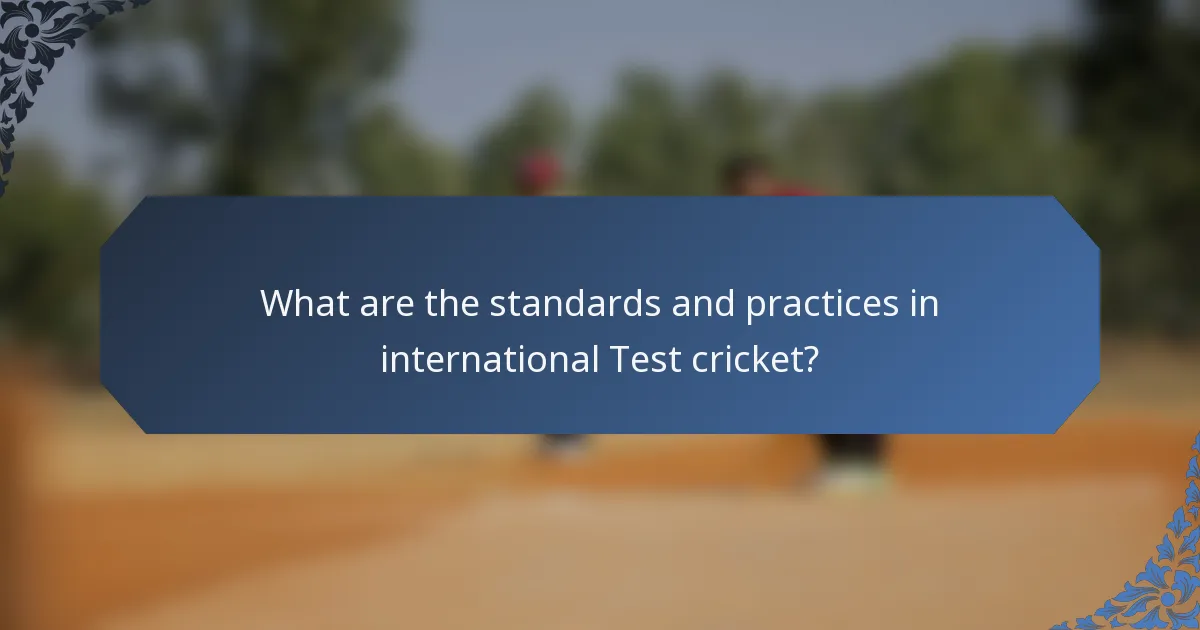 What are the standards and practices in international Test cricket?
